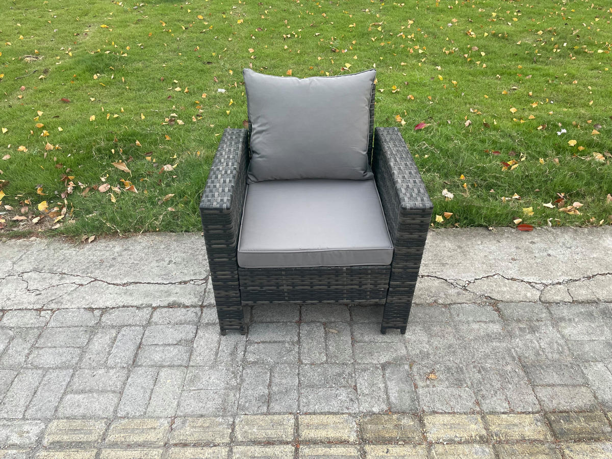 GARTENSET Polyrattan Dunkelgrau 8-Sitzer - Dunkelgrau, Metall - Fimous