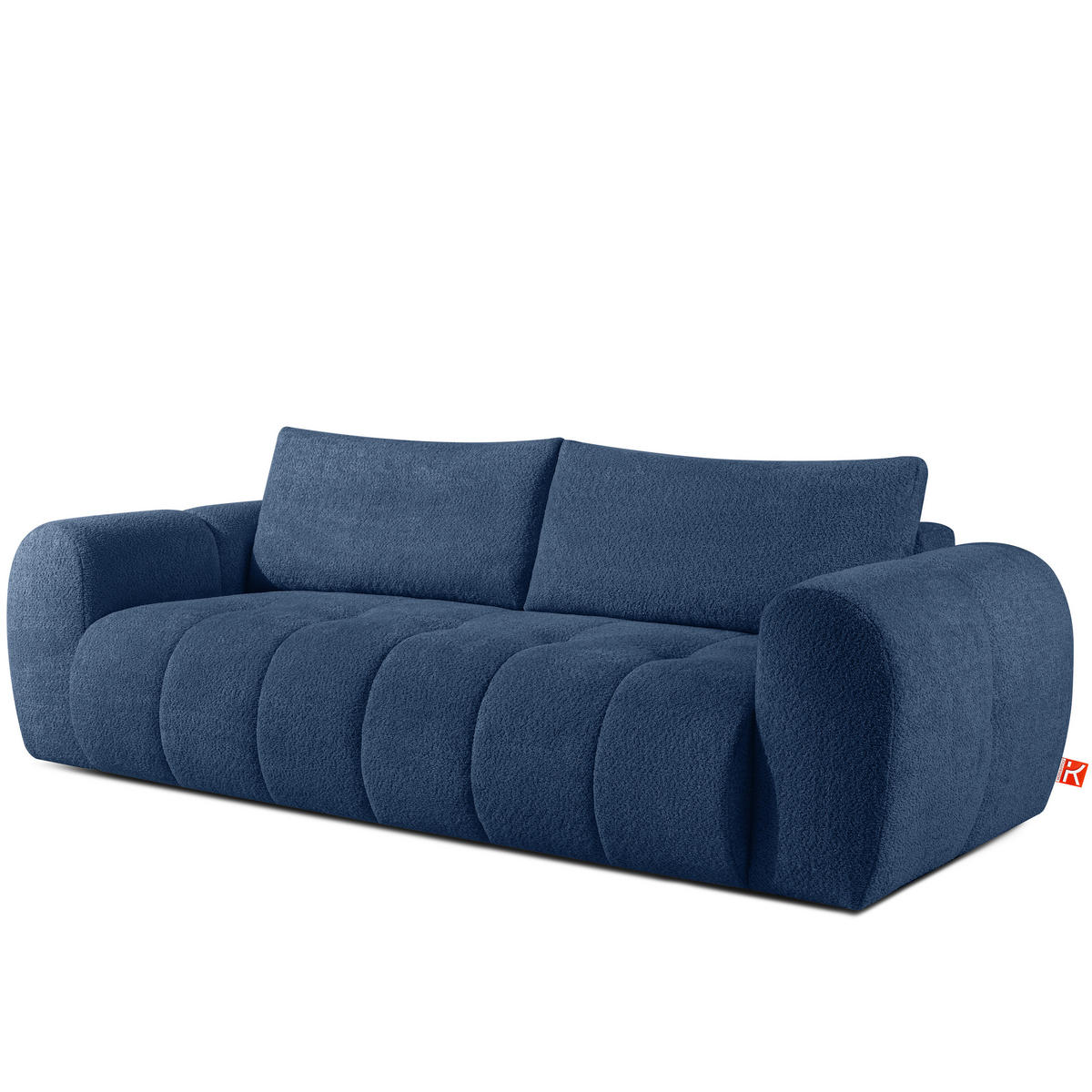 SOFA LIRA mit Pouf, Dunkelblau, Bouclé - Dunkelblau, Holz/Holzwerkstoff (96/43/50cm) - KONSIMO®