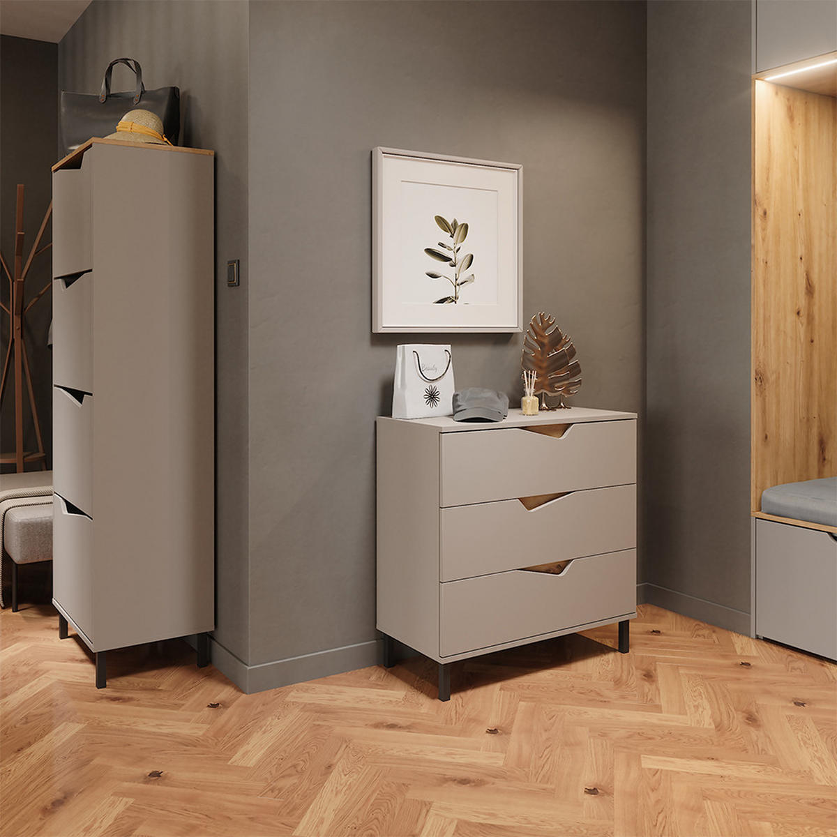 BOTNÍK NA BOTY Marelle Béžový dub/Artisan - šedobéžová, kompozitní dřevo (60/167.4/38cm) - Vicco