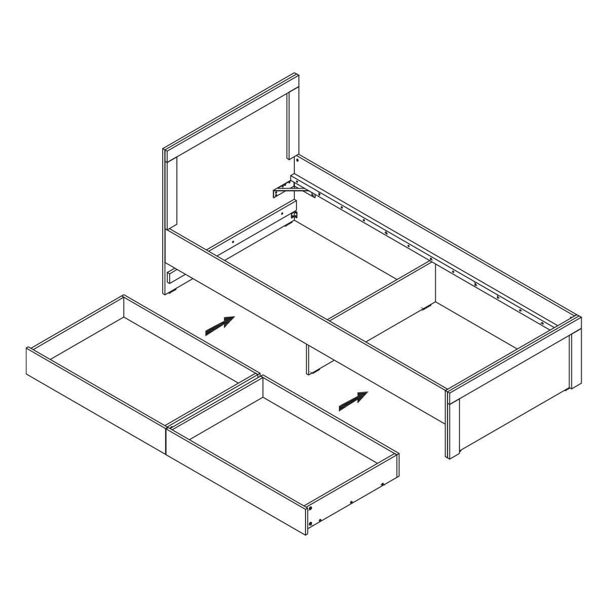BETT 90/200 Kasla Holz und Anthrazitgrau - Grau, Holzwerkstoff (90/200cm) - Petits-meubles