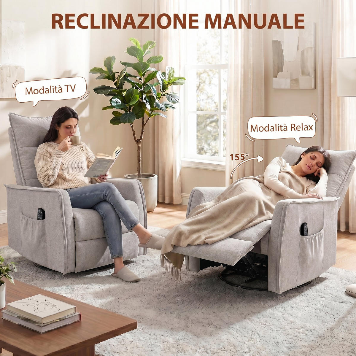 DREHSESSEL,BEHEIZBAR Massage Fußstütze Fernbedienung Chenille,hellgrau - Grau, Textil (71/99/93cm) - Vallsero