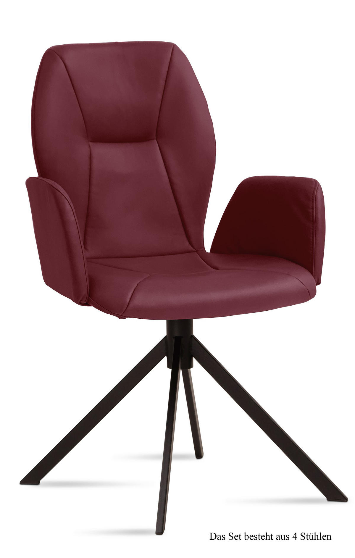 ARMLEHNSTUHL (4er-Set) Davita 58x92x60 Schwarz/Marsala - Brombeere/Schwarz, Kunststoff (60/92/58cm) - 58aufmkessel