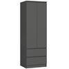 KLEIDERSCHRANK Graphit Grau 180/60/51 - Graphitfarben, Holzwerkstoff (60/180/51cm) - RAUMHIRSCH FURNITURE