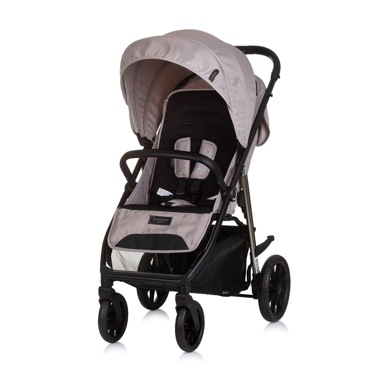 KINDERWAGEN Insta hellbraun Fußabdeckung, Federung, Korb, Gurt, klappbar - Braun, Metall (87/53/105cm) - Chipolino
