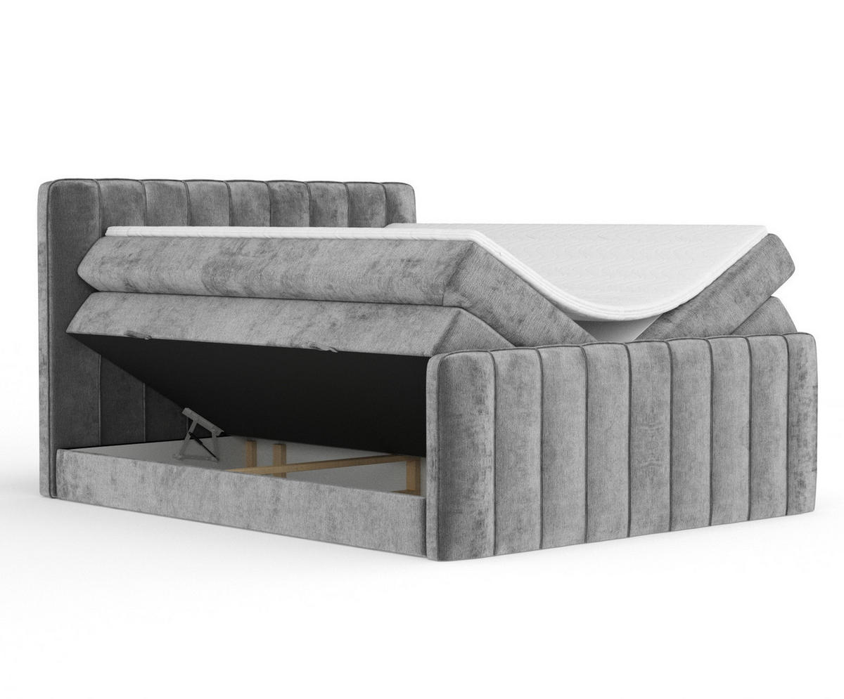 BOXSPRINGBETT Novara Grau 140/200 cm - Schwarz/Grau, Holz/Holzwerkstoff (140/200cm) - Maison de Reve