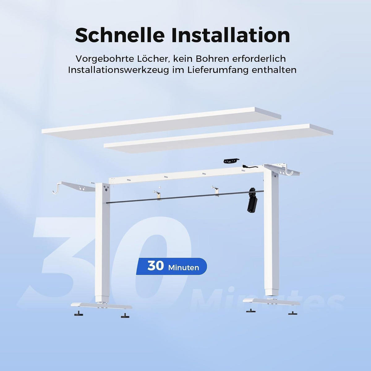 SCHREIBTISCH Höhenverstellbar Elektrisch 100 x 60 cm Weiß - Weiß, Holzwerkstoff (100/60/75cm)