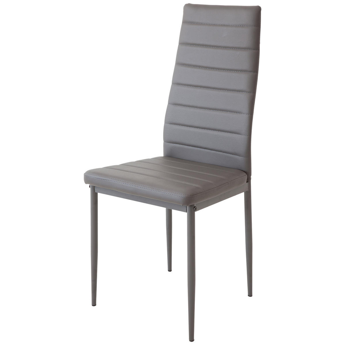 STUHL MILANO Lederimitat Metallbeine 4er Set Grau - Grau, Kunststoff/Metall (42/98/43cm) - Albatros