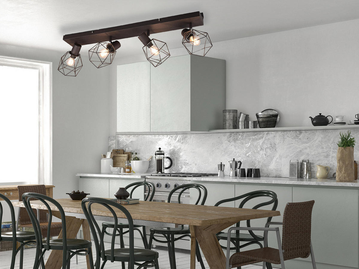 DECKENSTRAHLER 4-flammig Industrial Rostoptik, Breite 70cm - Rostfarben, Metall (9/70/14cm) - meineWunschleuchte