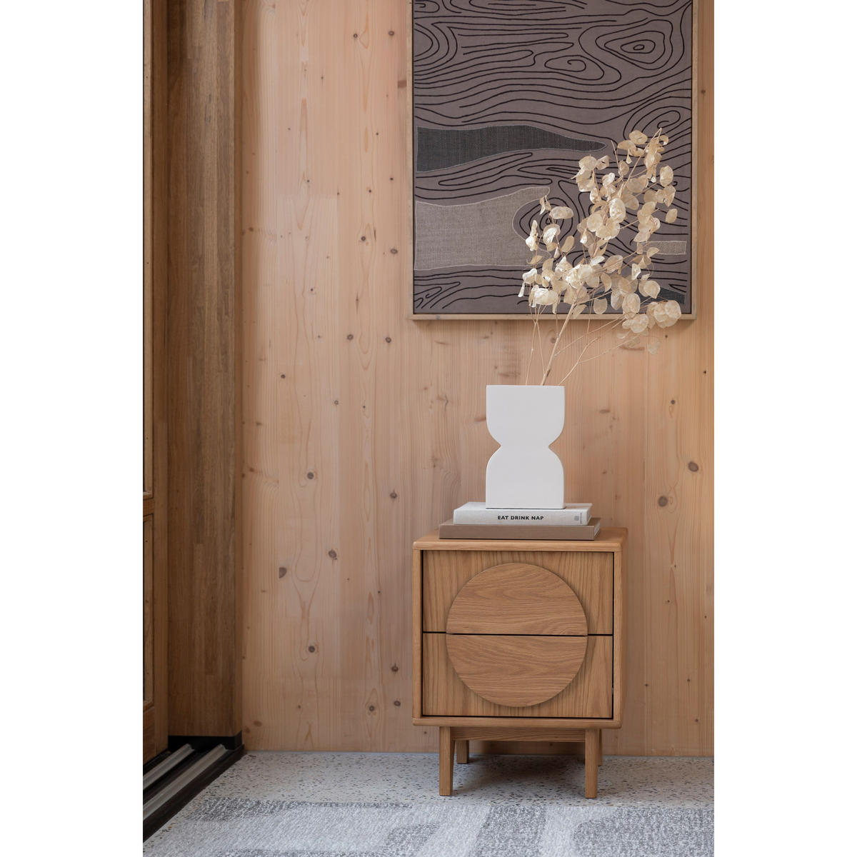 BEISTELLTISCH Groove Eiche - Beige, Holz (45/40/55cm) - Zuiver