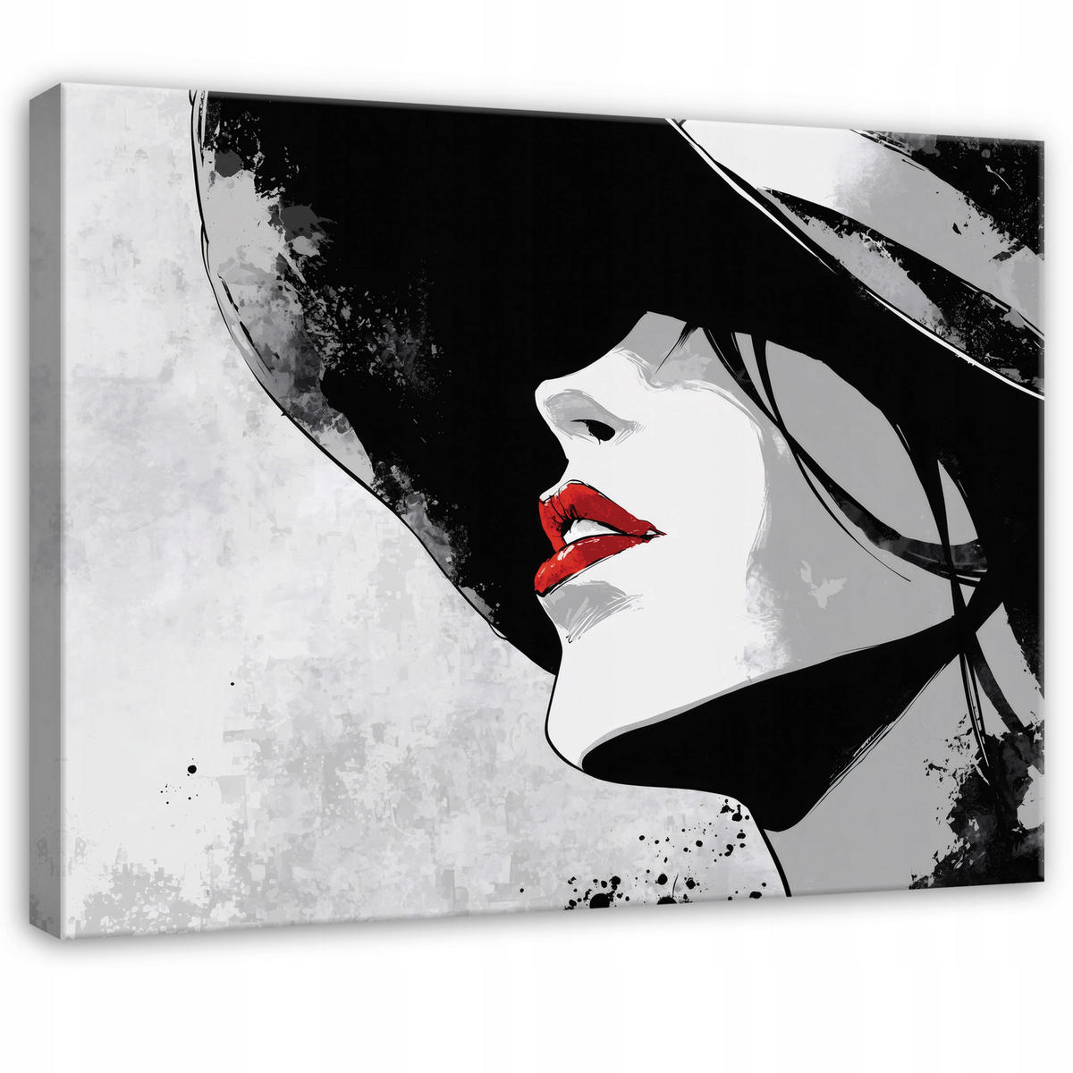 BILDER Frau Hut Abstrakt Grau 100x70 - Multicolor, Holzwerkstoff (100/70cm) - Wallarena