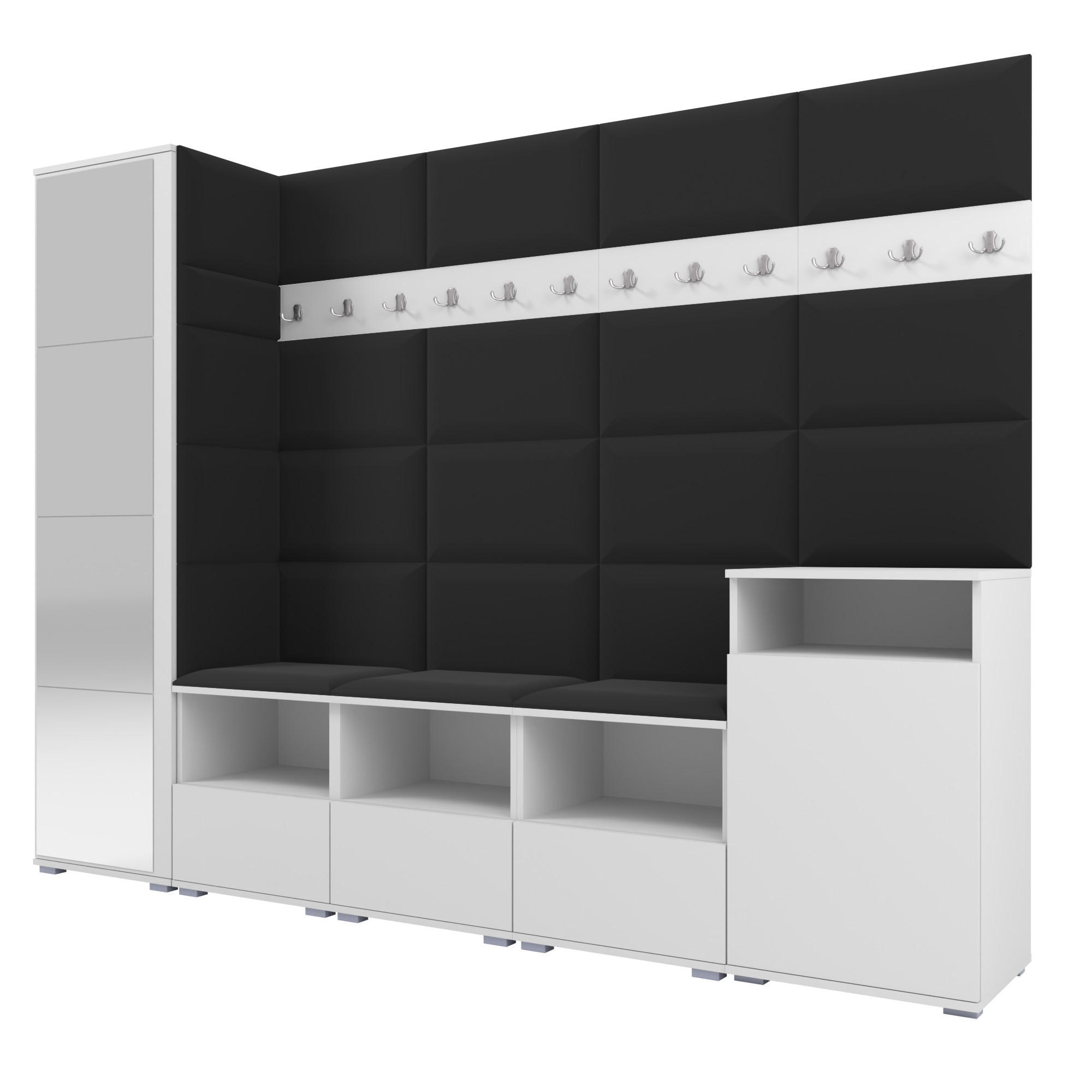 Ravio Garderobe Weiß, Schwarz 250x187x40 cm