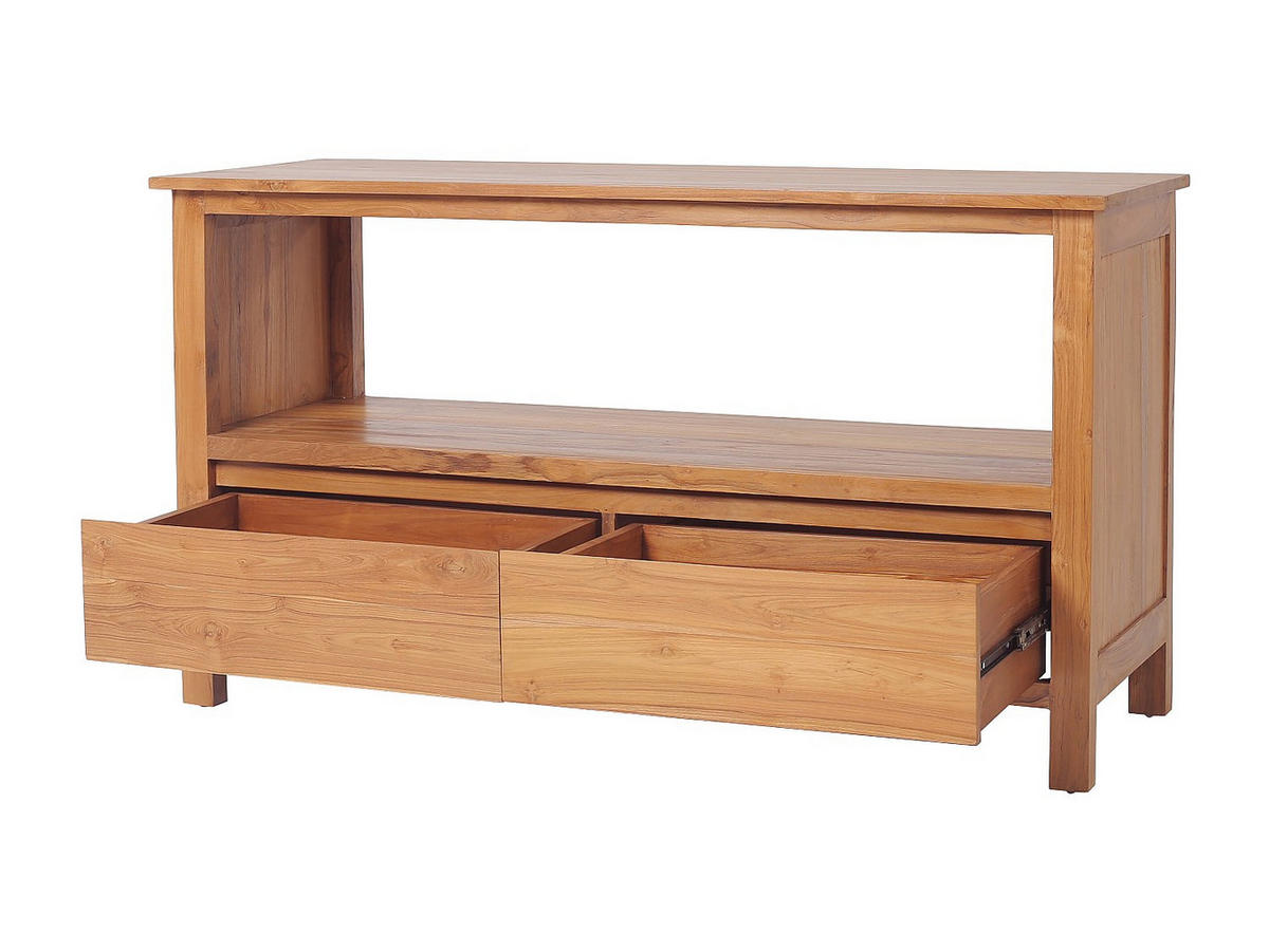 WASCHBECKENUNTERSCHRANK - 135 cm x 50 cm - Holz, Platte - Naturfarben Hell - KETAPANG - Naturfarben, Holz (135/75/50cm) - Vente-Unique