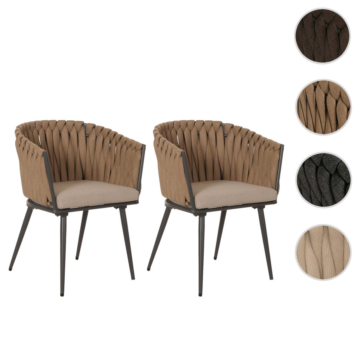 ESSZIMMERSTUHL Beige, Braun 2er-Set - Beige/Braun, Textil (61/82/57cm) - MCW