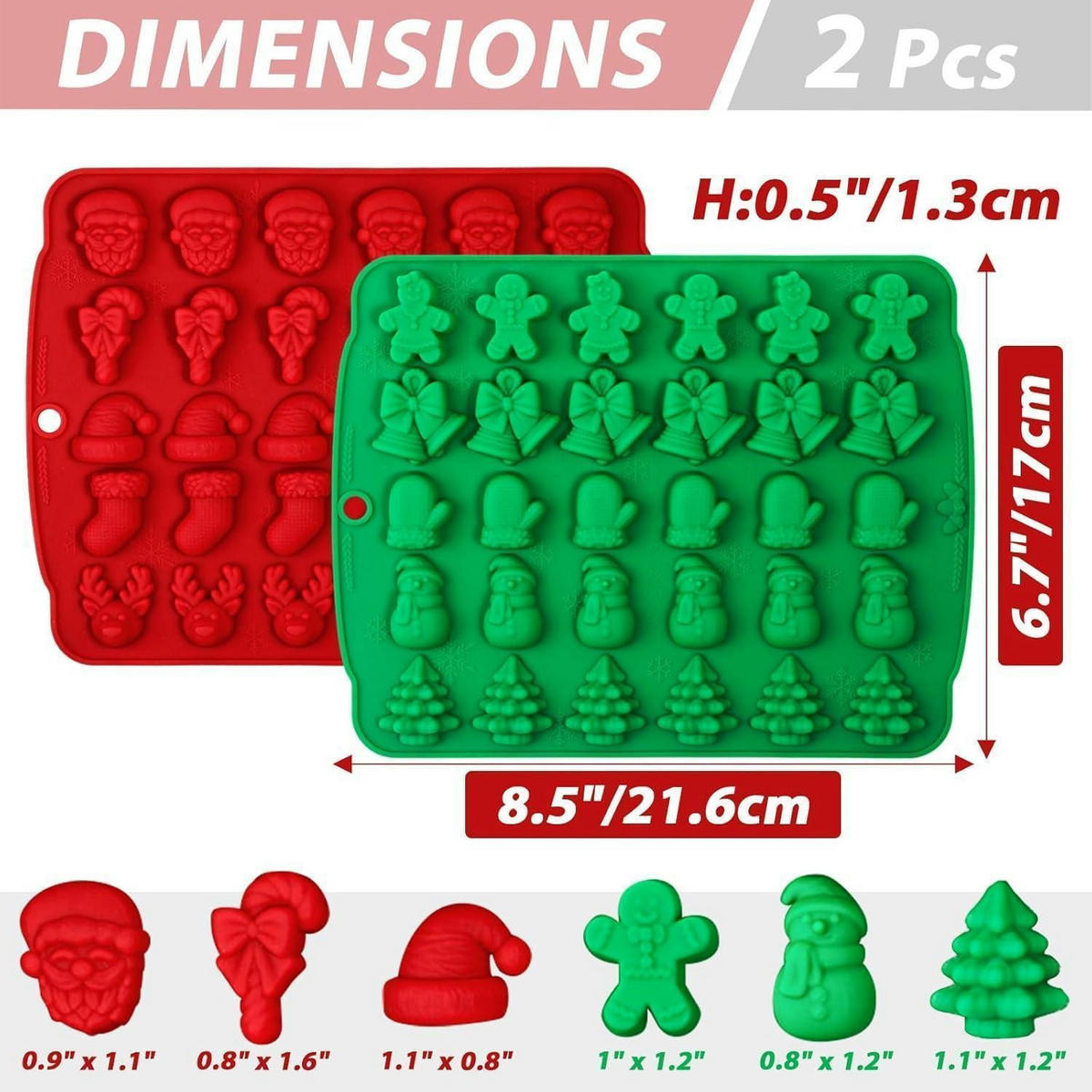 PRALINENFORM Weihnachten Silikon 2 Stück - Multicolor, Kunststoff
