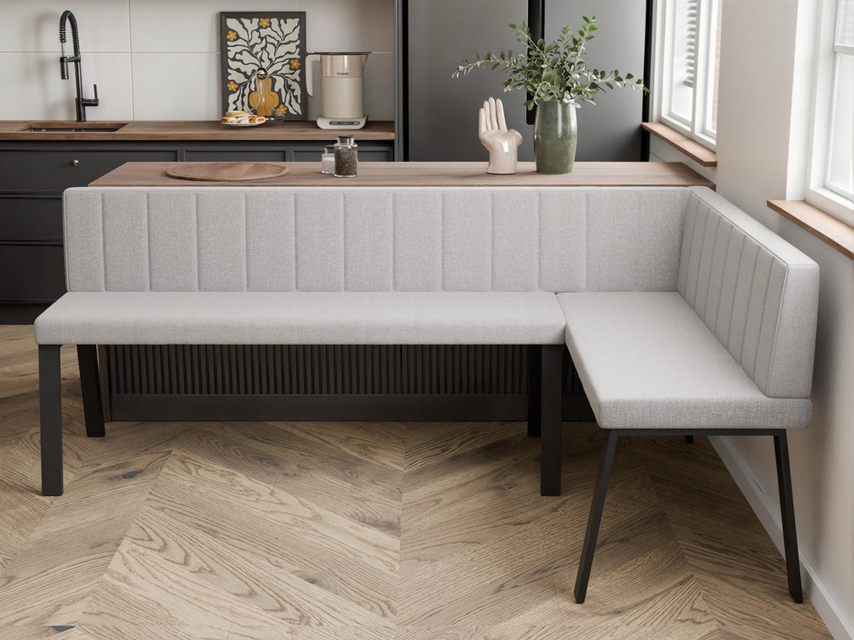 ECKBANK rechts MONO Y Webstoff gesteppt, 168/128 cm Beige - Beige, Textil/Metall (128/168cm) - Idohome