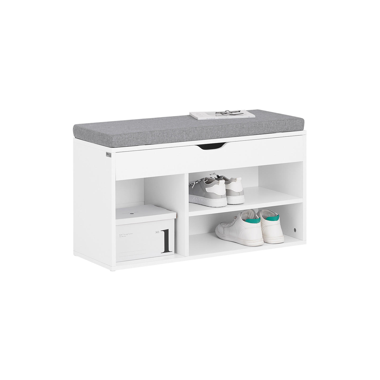 SCHUHBANK Grau - Hellgrau, Holzwerkstoff (80/46/30cm) - SoBuy