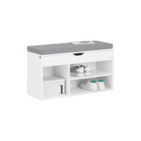 SCHUHBANK Grau - Hellgrau, Holzwerkstoff (80/46/30cm) - SoBuy