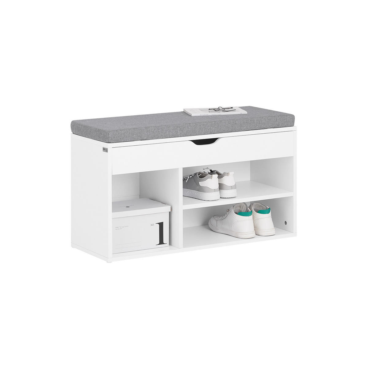 SCHUHBANK Grau - Hellgrau, Holzwerkstoff (80/46/30cm) - SoBuy