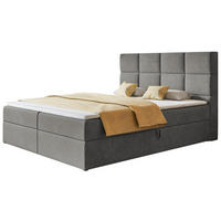 BOXSPRINGBETT Roma mit 2 Bettkästen, Polsterbett Maße: 120x200, Farbe: Grau, Velourstoff, Doppelbett mit Bonell-Matratze - Grau, Holz/Kunststoff (120/200cm) - Alpi-Möbel