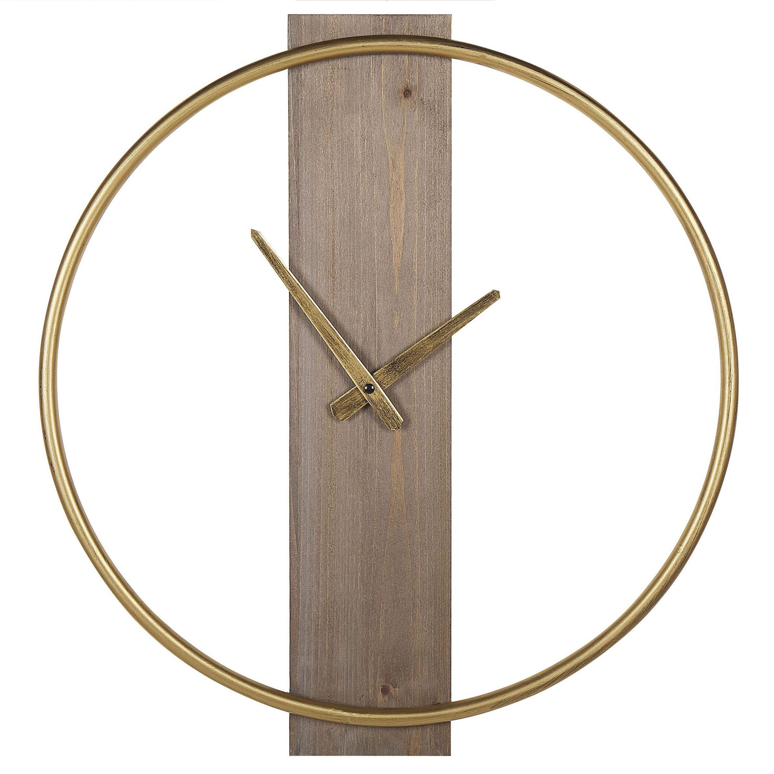 WANDUHR Tannenholz, Metall gold Casitas - Goldfarben, Holz (47/51/5cm) - Beliani