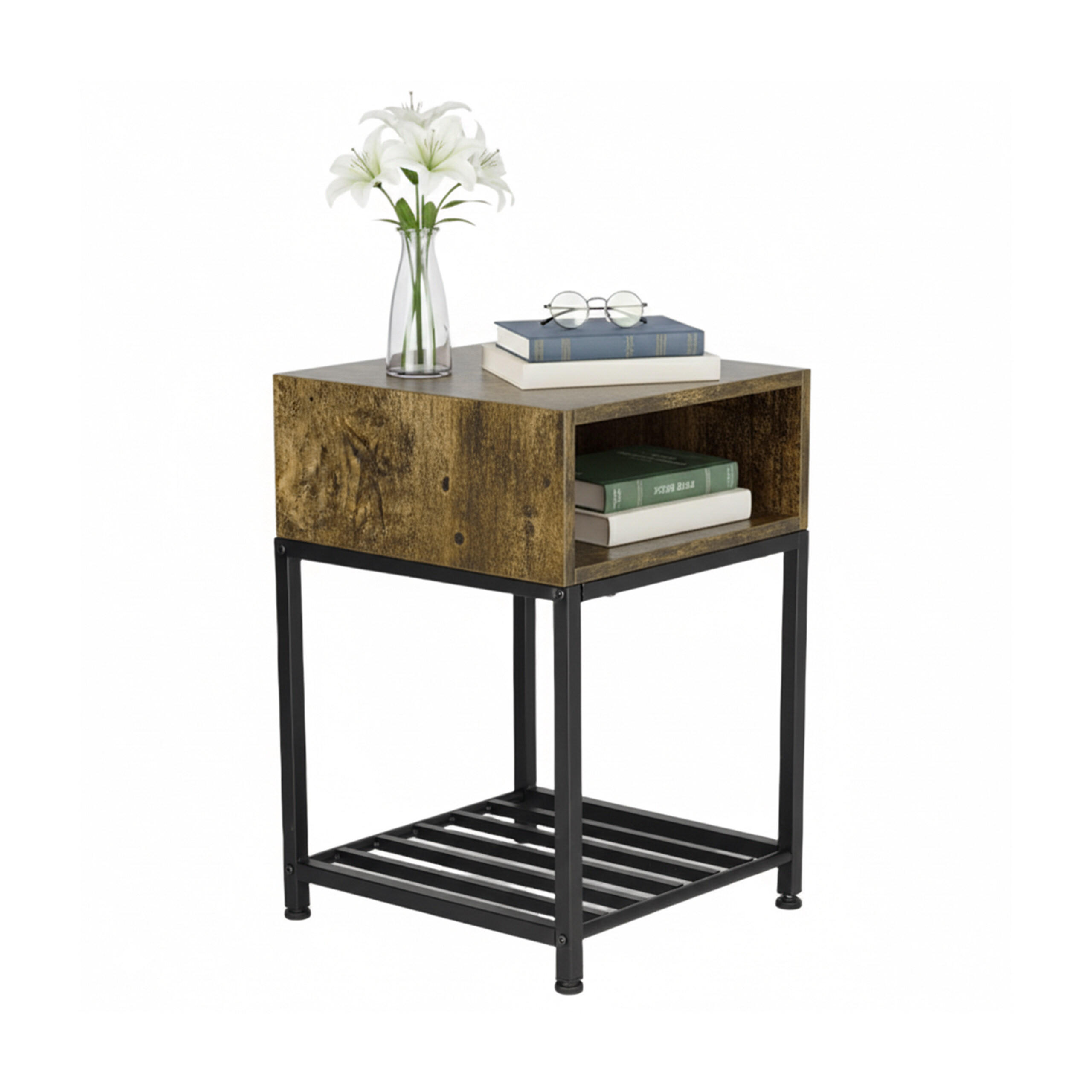 NACHTTISCH - Anthrazit, Holzwerkstoff/Metall (40/40/58cm) - Relaxdays