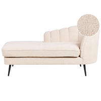ČALOUNĚNÉ LEHÁTKO CHAISE LONGUE Bouclé světle béžové pravostranné Allier - černá/béžová, textil (150/75/76cm) - Beliani