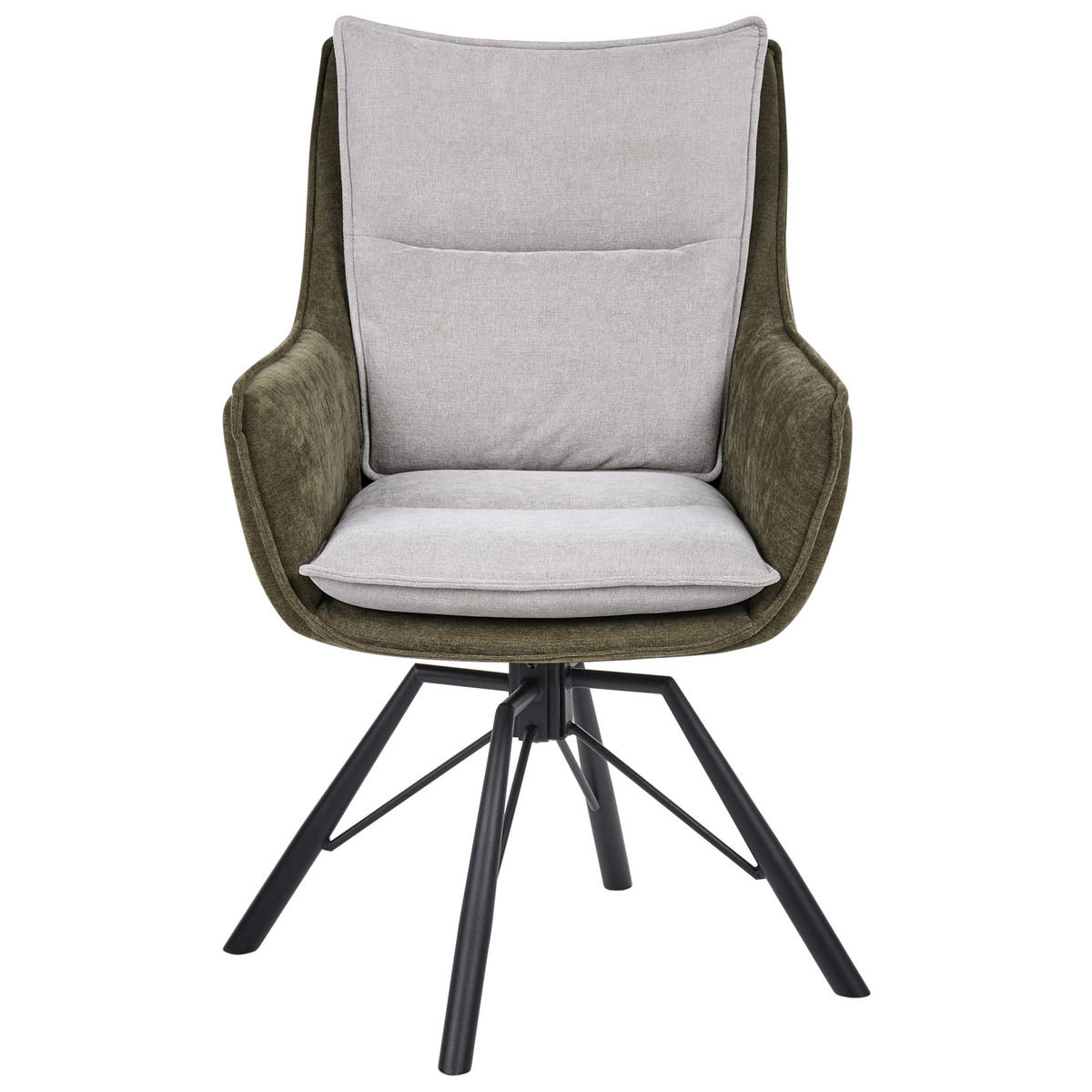 JÍDELNÍ ŽIDLE otočná Žinylková látka Světle šedá/Tmavě zelená Anneberg - světle šedá, textil (60/94/64cm) - Beliani