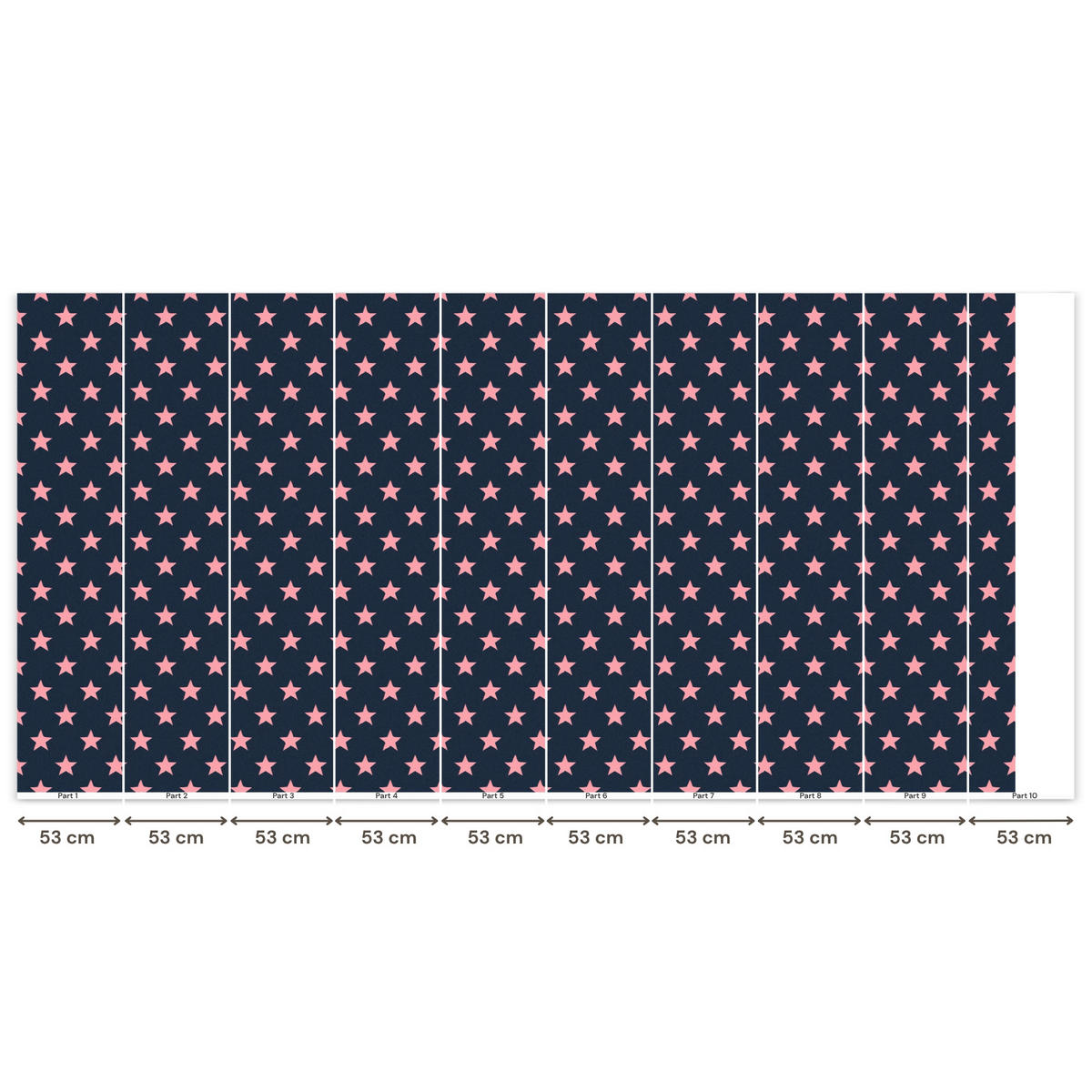KINDERTAPETE - Muster - Sterne - Rosa - 500x240 cm - Anthrazit, Papier (500/240cm) - OnlyWow