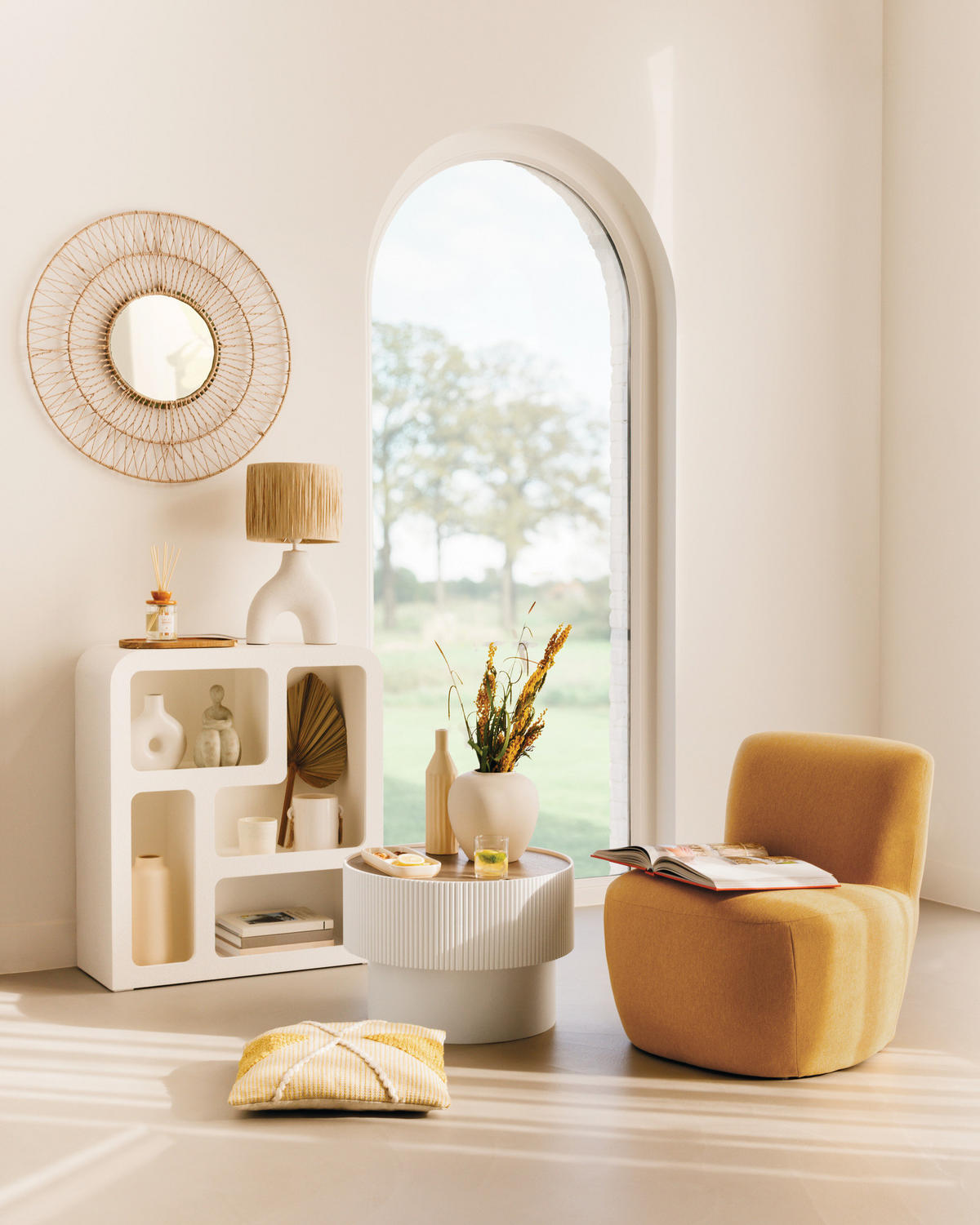 DEKORATIONSSPIEGEL für die Wand Millie 75/75/2 cm - Beige, Holz (75/2/75cm) - Atmosphera Createur d´interieur