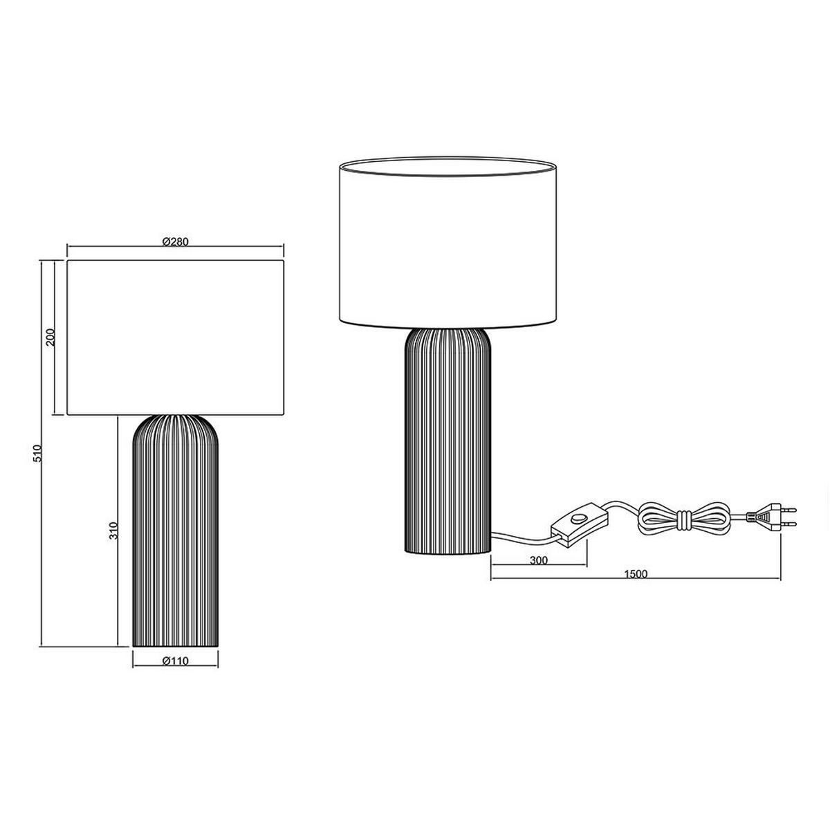 TISCHLEUCHTE Keramik Mokka Beige - Braun, Textil (28/28/51cm)