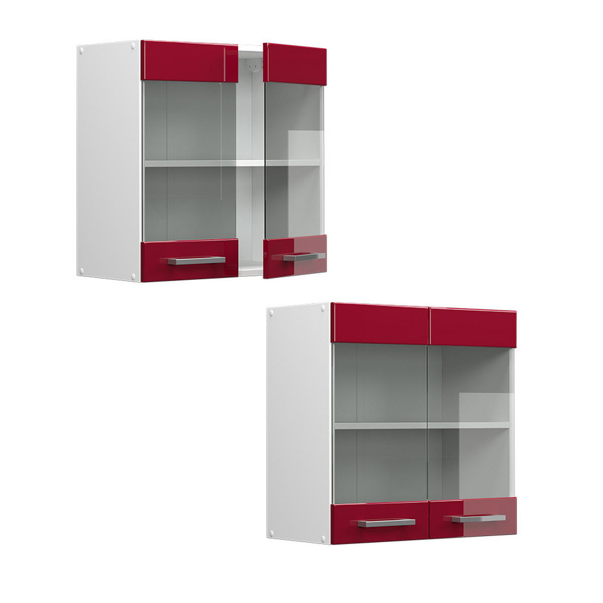KÜCHENGLASSCHRANK R-Line Rot Hochglanz 60 cm - Bordeaux/Rot, Holzwerkstoff (60/60/31cm) - Vicco