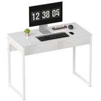 SCHREIBTISCH DE-14909 2 Schubladen mit Hochglanz-Finish Weiß - Weiß, Metall (100/50/75cm) - ComfortXL