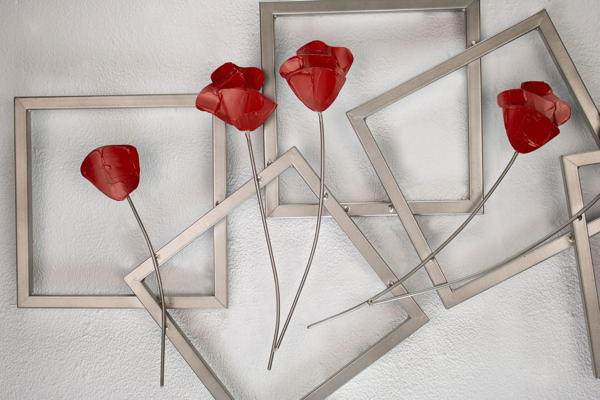 WANDDEKO Rot 97/50 cm - Rot, Metall (1.7/50/5cm) - KUNSTLOFT