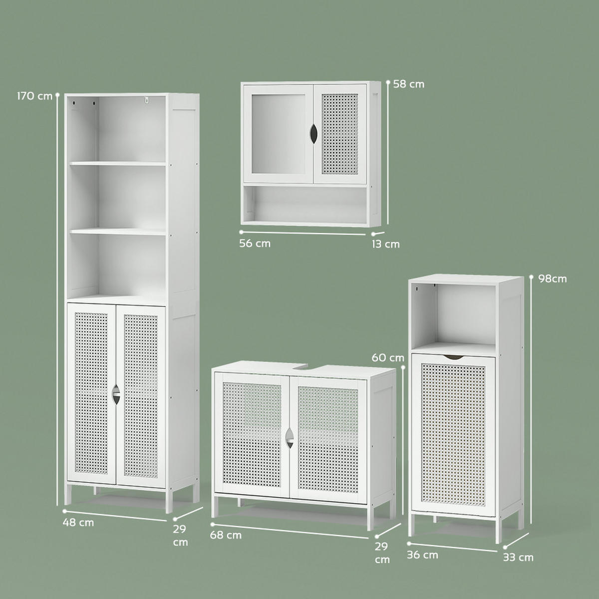 KOMPLET KOPALNIŠKEGA POHIŠTVA Mincio, Bela, 4-delni - bela, leseni material (70/60/29cm) - Livinity®