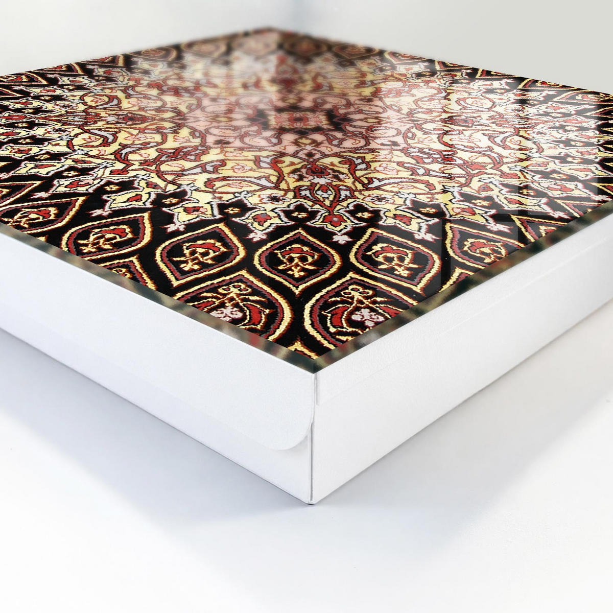 SCHLÜSSELBOX Weiß 30x30 cm – Türöffnung nach rechts - Komplexe Muster - Beige, Metall (30/30/5cm) - TULUP