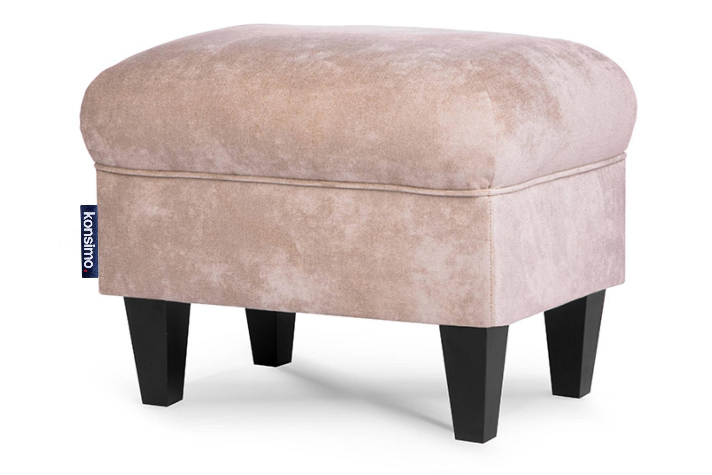 SITZHOCKER MILES Pouffe, Beige - Beige/Schwarz, Holz/Textil (55/42/40cm) - KONSIMO®