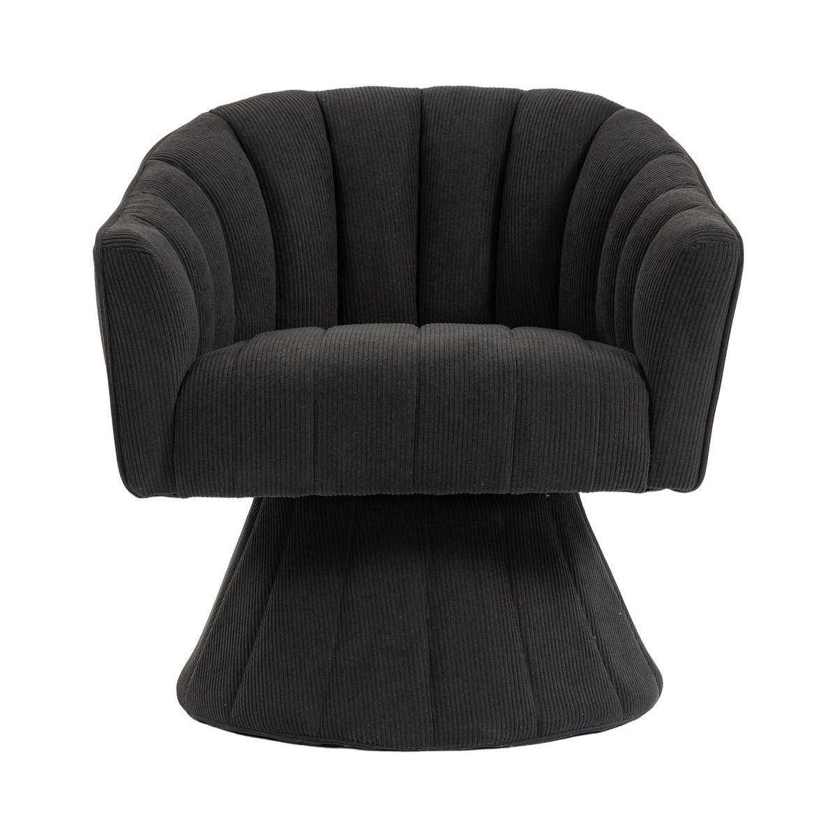 DREHSTUHL Drehsessel Loungesessel mit Polsterung,360°,Cord,Schwarz - Schwarz, Textil (70/72/66cm) - LVHOM
