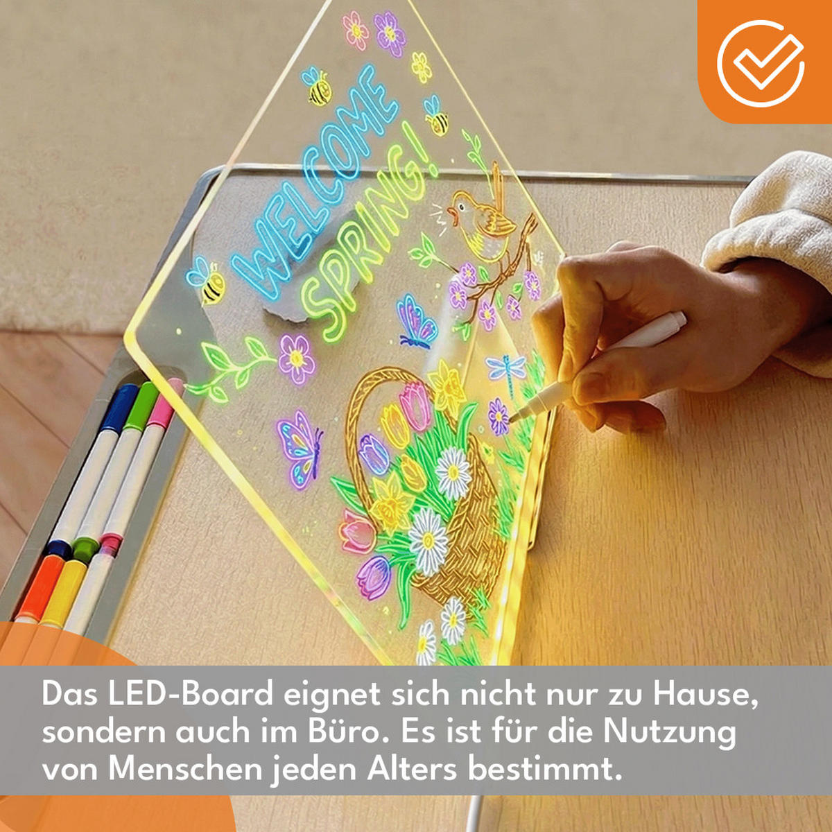NOTIZTAFEL LED mit Farben - Transparent, Kunststoff (20/20/30cm) - KRUMAD