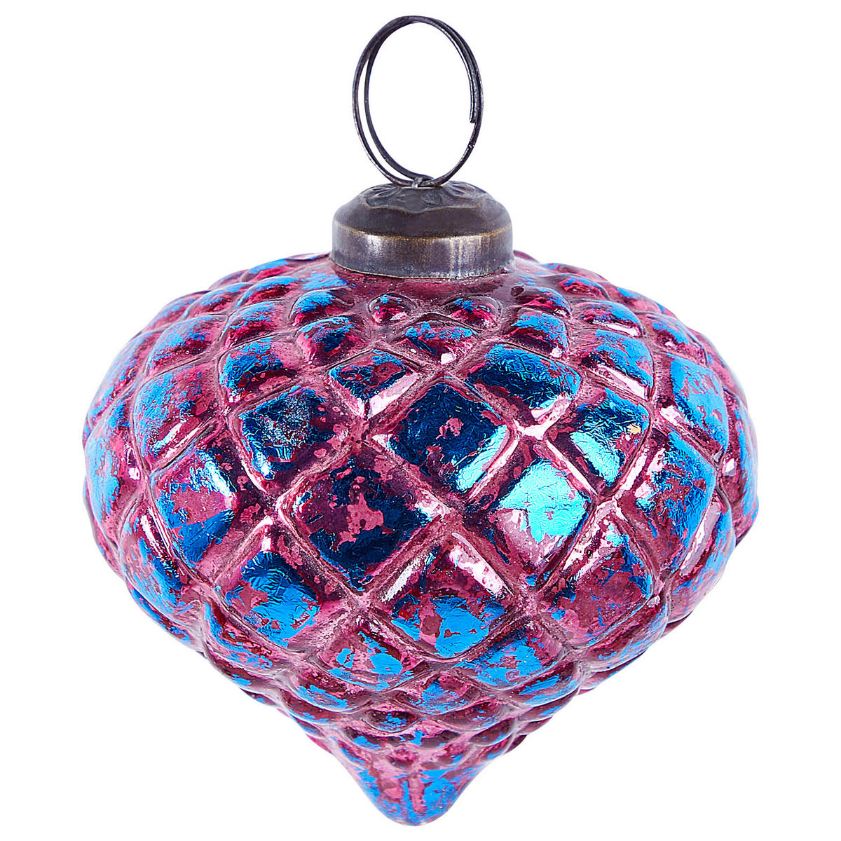 WEIHNACHTSBAUMKUGELN 9/11/16 cm Rosa Astrale - Blau/Rosa, Glas (15/9/15cm) - Beliani