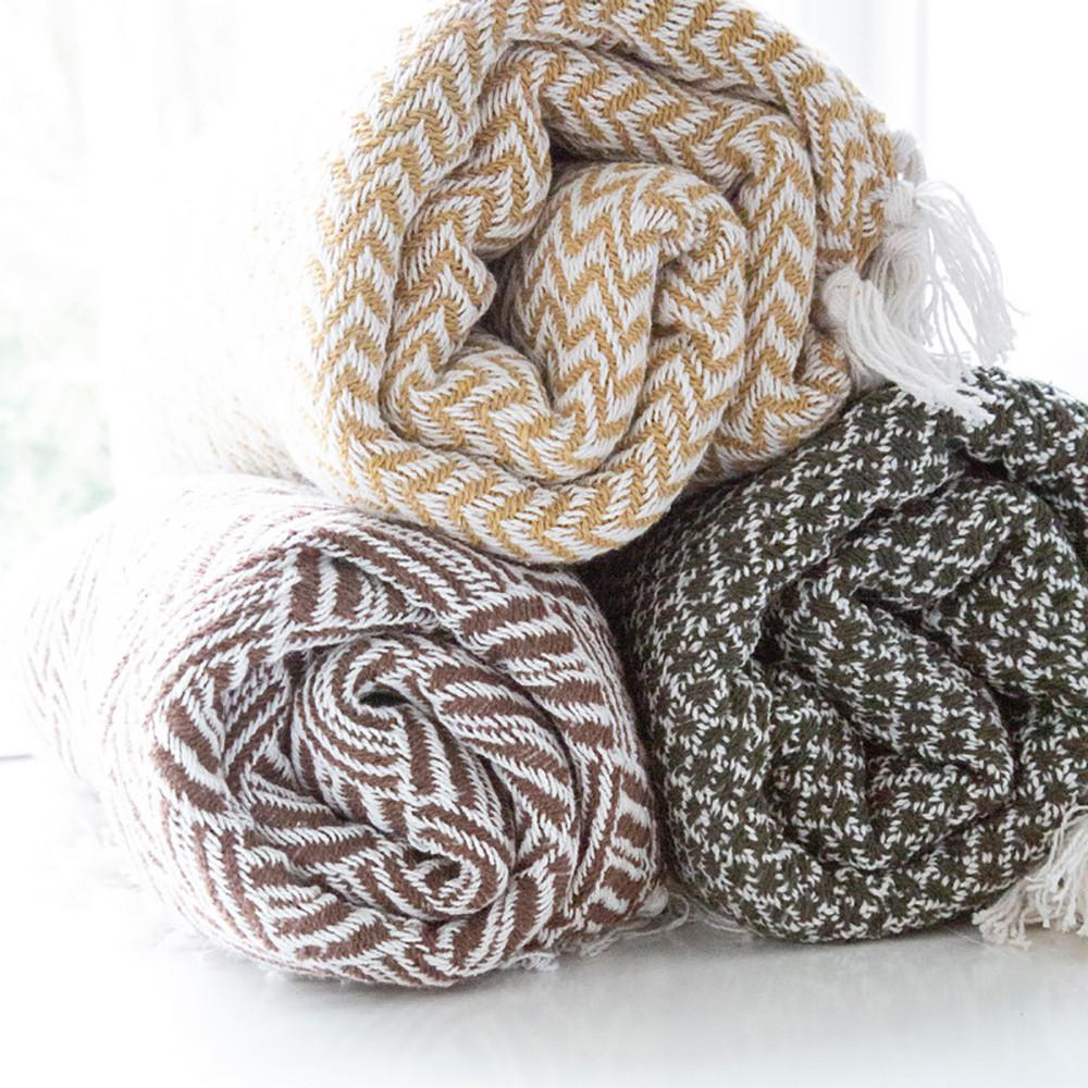 DECKE Edge 130x180 cm, 100% Baumwolle, Senf - Gelb, Textil (130/180cm) - Au Maison