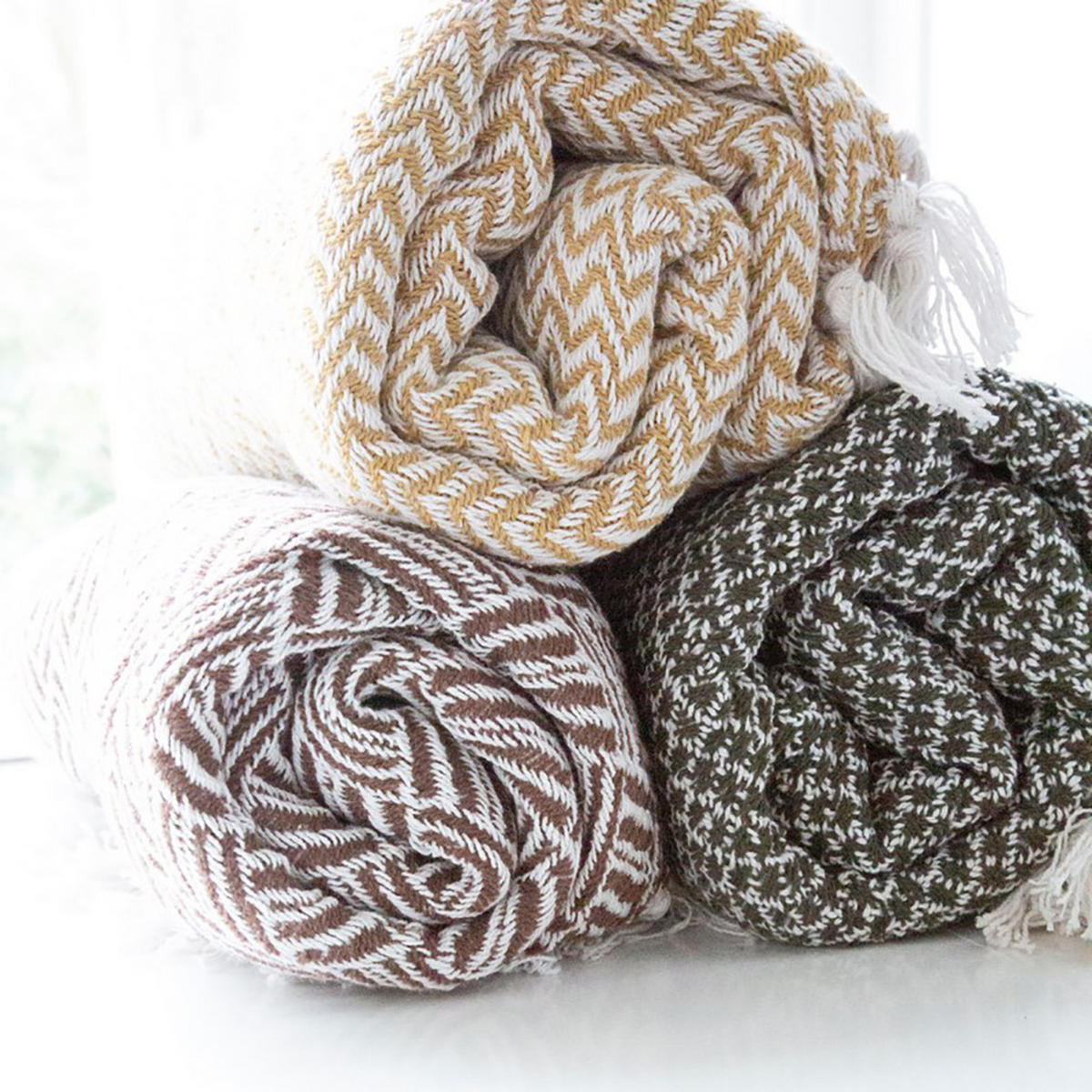 DECKE Edge 130x180 cm, 100% Baumwolle, Senf - Gelb, Textil (130/180cm) - Au Maison