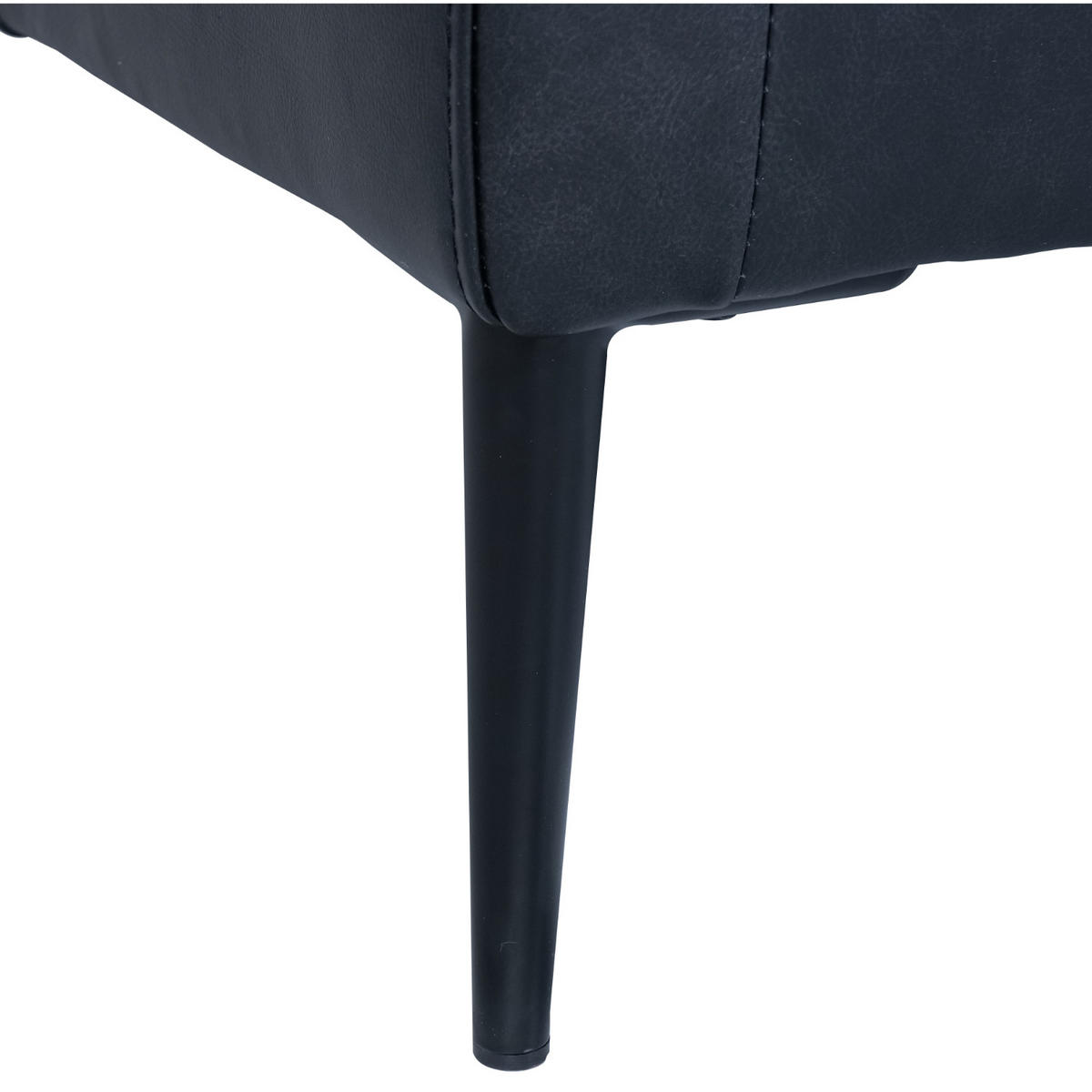 ZWEISITZER-SOFA Echtleder Schwarz - Schwarz, Leder/Metall (160/88/90cm) - Furnhouse