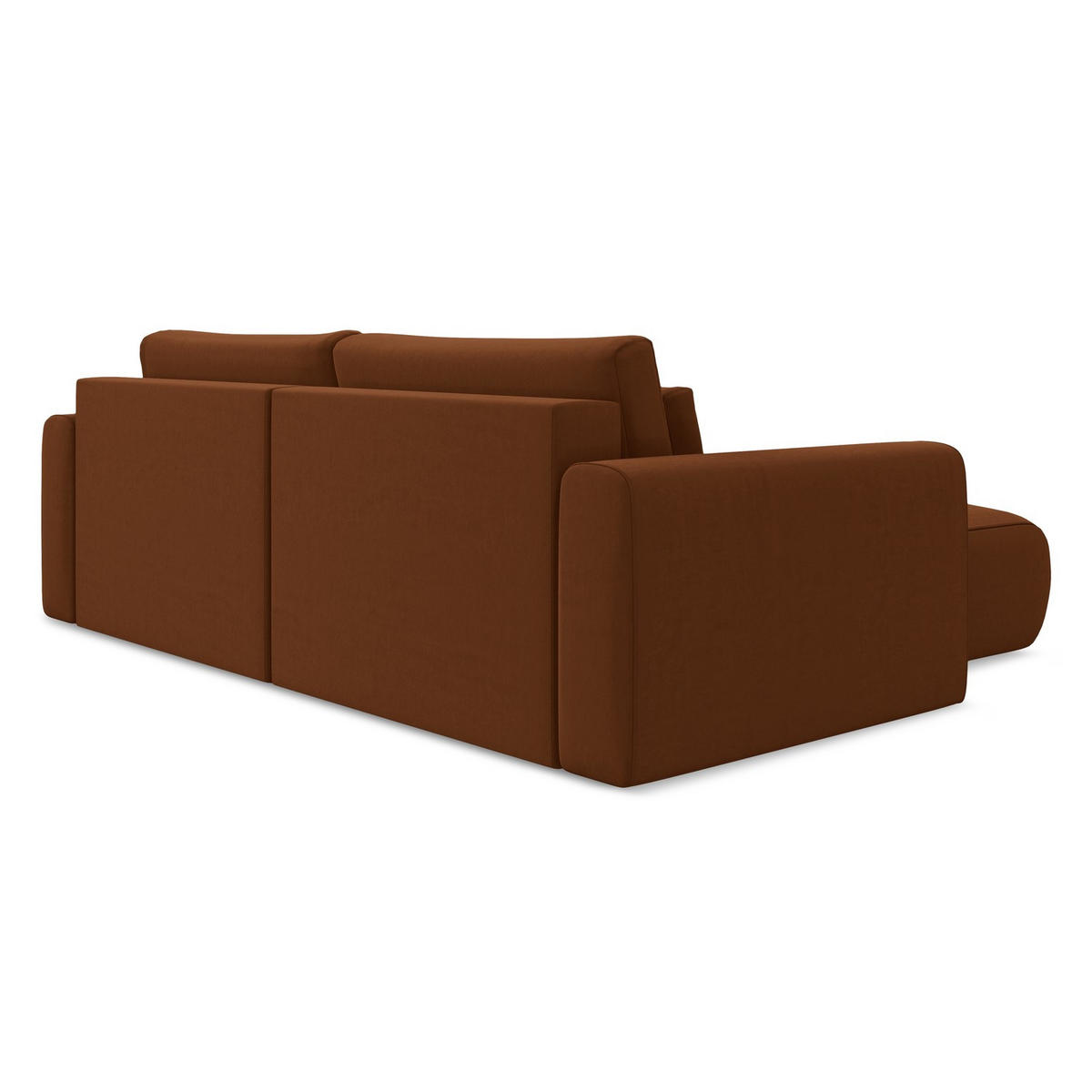 ECKSOFA mit Schlaffunktion Samt Stoff Orange - Terracotta/Schwarz, Kunststoff/Textil (149/240cm) - Makamii