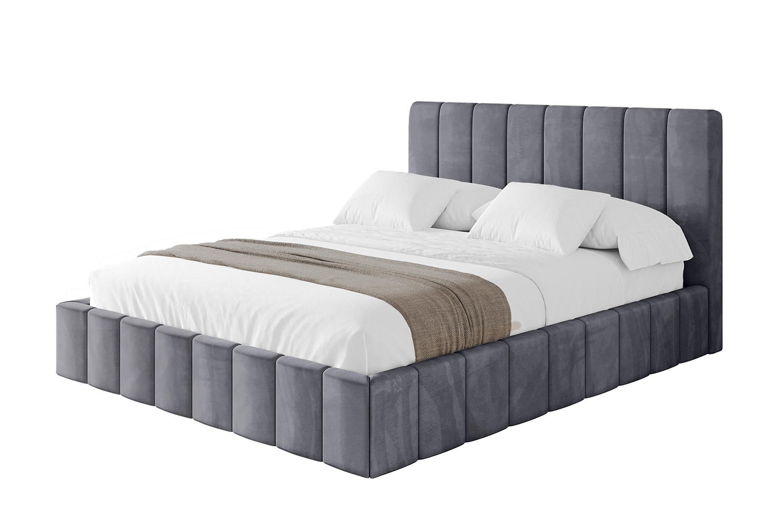 POLSTERBETT mit Bettkasten und Lattenrost, Bett mit Matratze H3/H4 - FINO 120x200 Dunkelgrau - Dunkelgrau, Holzwerkstoff/Textil (120/200cm) - ALTDECOR