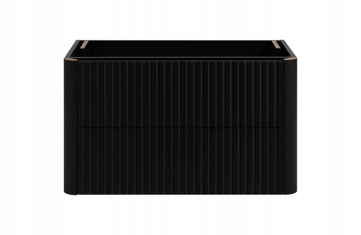 WASCHBECKENUNTERSCHRANK LINEA hängend geriffelt Schwarz matt 80/48/44 cm - Schwarz, Holzwerkstoff (80/48.4/43.7cm) - Rodan