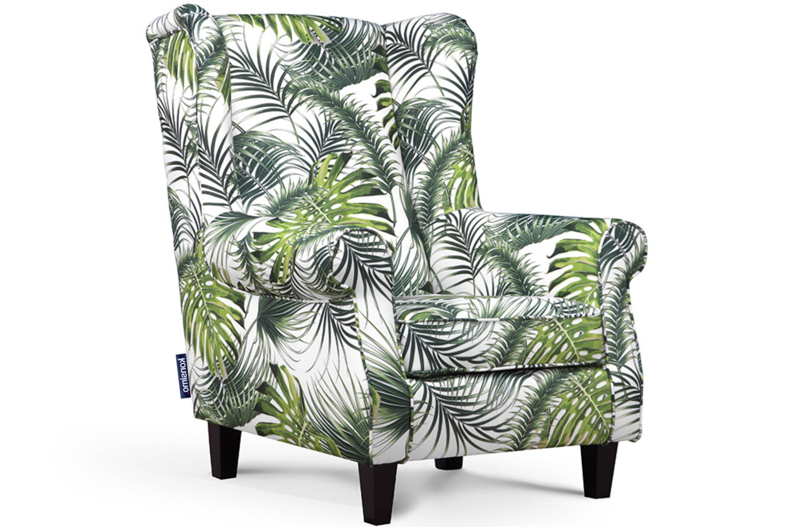 Konsimo® Ohrensessel Weiß, Grün 82x105x97 cm