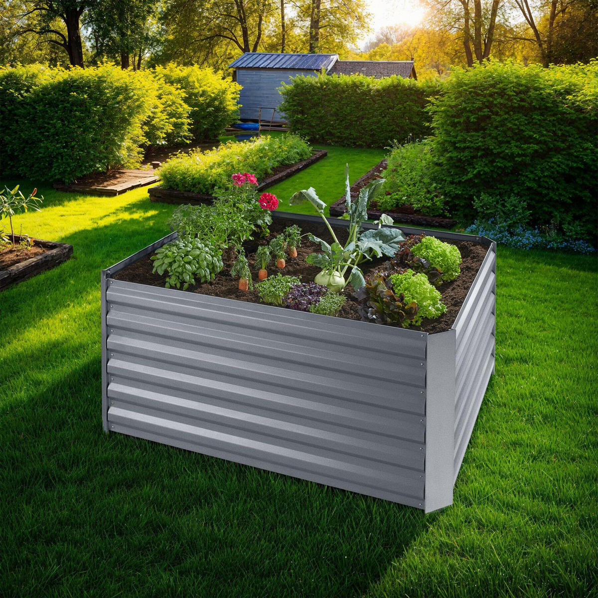 HOCHBEET Salvia,120 x 90 x 57 cm,silber - Silberfarben, Metall (90/57/120cm) - tectake