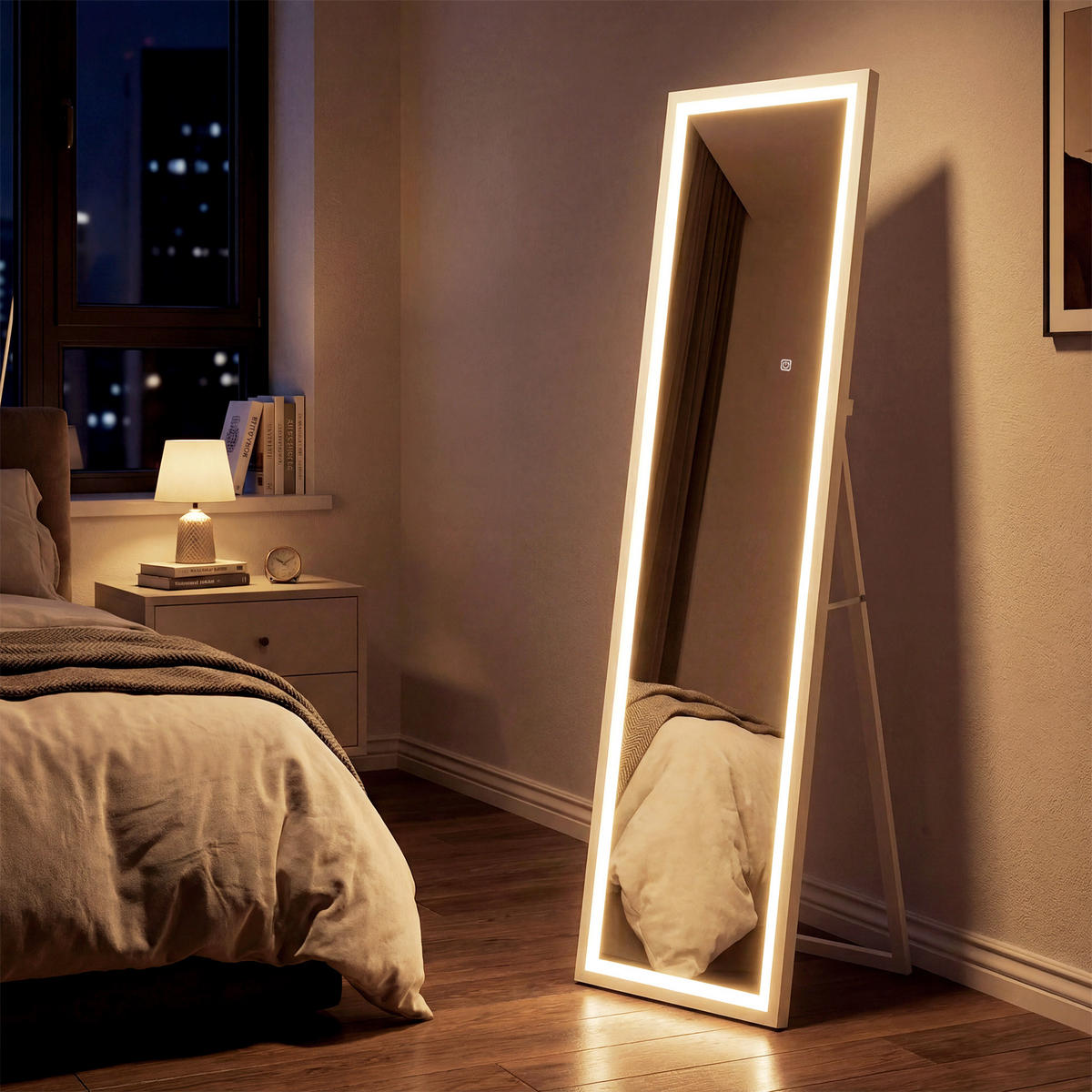STANDSPIEGEL LED DE-17937 40x160 cm mit 3 Farben & Touchsensor Weiß - Weiß, Glas (40/160/5cm) - ComfortXL