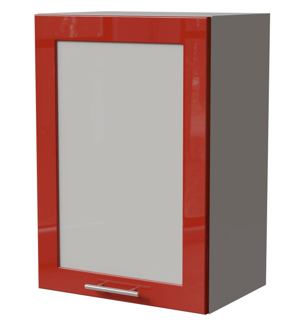 KÜCHENHÄNGESCHRANK Brerra W2S/50 Grau / RAL 3002 karminrot Hochglanz 50 / 32,5 / 72cm - Rot/Grau, Holz/Holzwerkstoff (50/72/32.5cm) - Feldmann-Wohnen