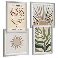 BILDER SET 4er Set - 50x50 cm & 40x60 cm Silberner Rahmen - Abstrakte Pflanzenmuster - Silberfarben, Kunststoff (50/50cm) - TULUP